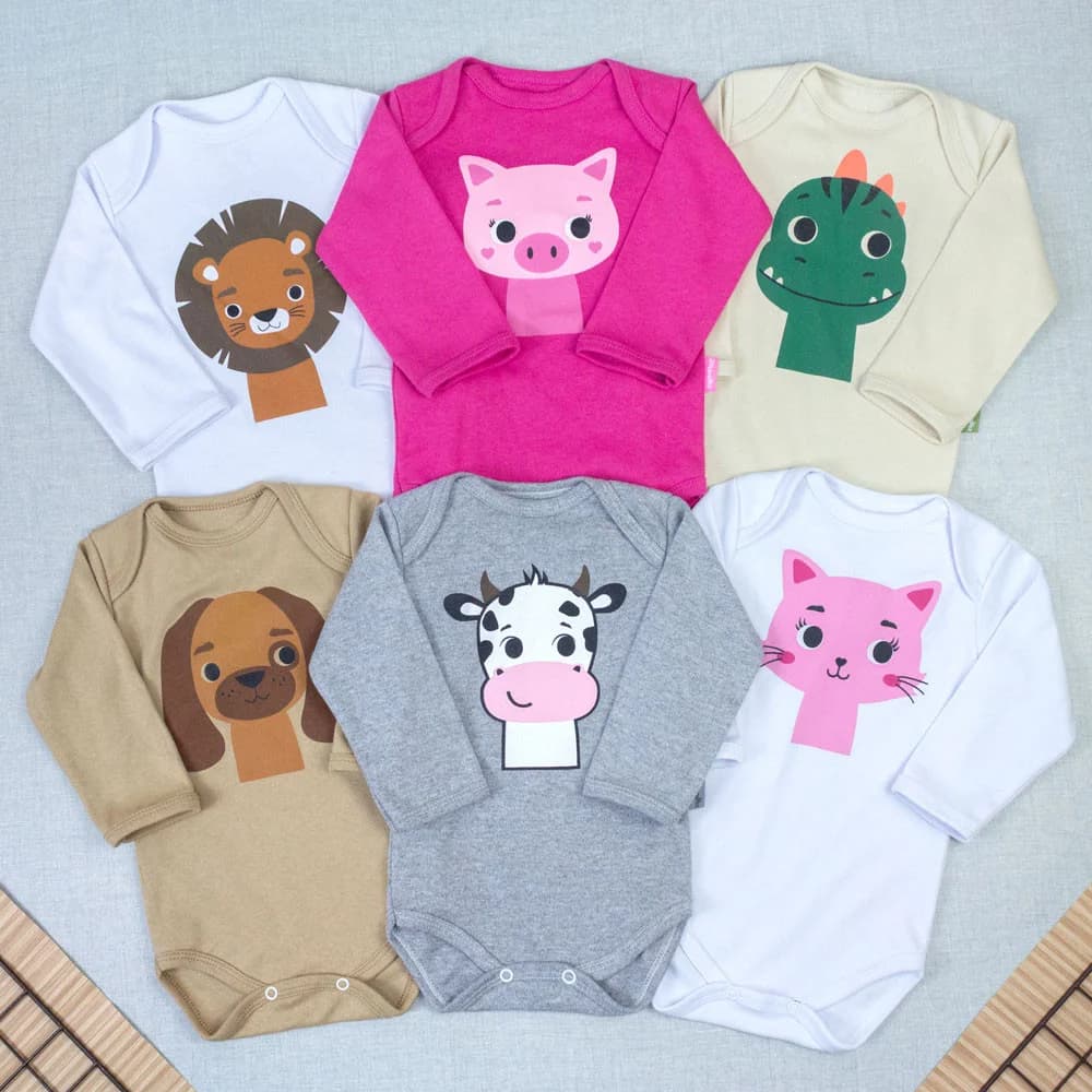 Body De Bebê Estampado Menino Menina / Body bebe Unisex / Body Temático Manga Longa Mêsversario