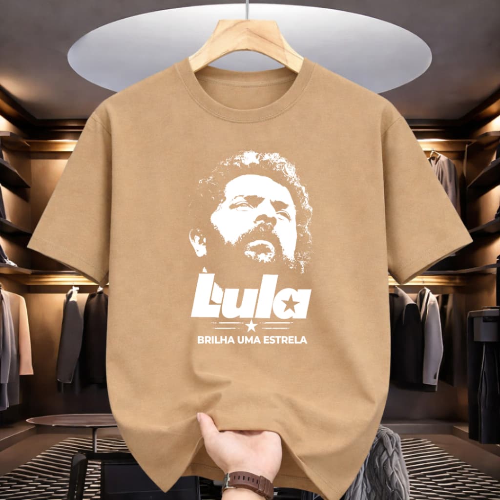 Camiseta Lula Algodão Gola Redonda Estampa Casual Masculina Confortável Manga Curta