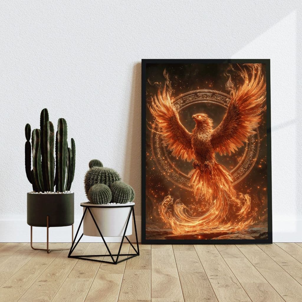 Quadro Decorativo Fênix de Fogo Renascimento Poder Decoração Sala Quarto