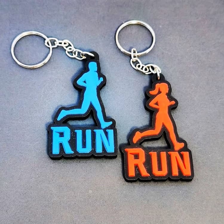 Chaveiro RUN Casal Corrida de Rua | Kit 2 Unidades ou Unitário | Borracha Resistente