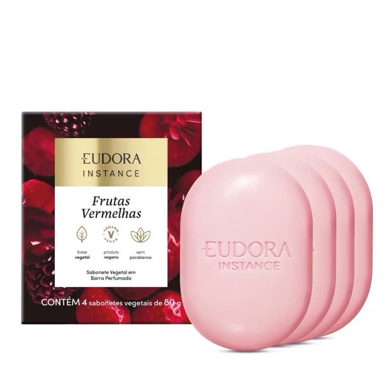 Sabonete Vegetal em Barra Instance Frutas Vermelhas 4x80g Eudora