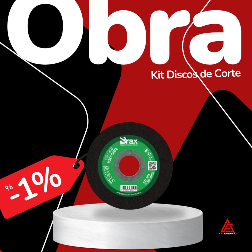 Kit Discos de Corte 4.1/2'' Inox Fino - BRAX