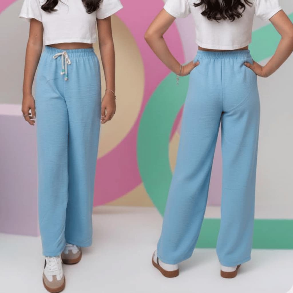 Calça Pantalona Menina Infantil Juvenil No Tecido Dunas Blogueirinha