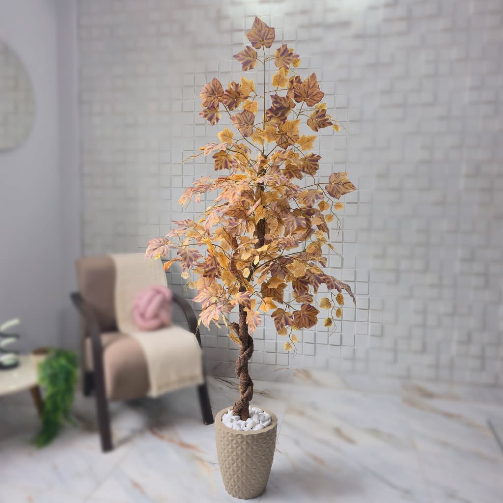 Árvore Artificial Platano Outono Inverno 150cm Pedra Vaso Liso