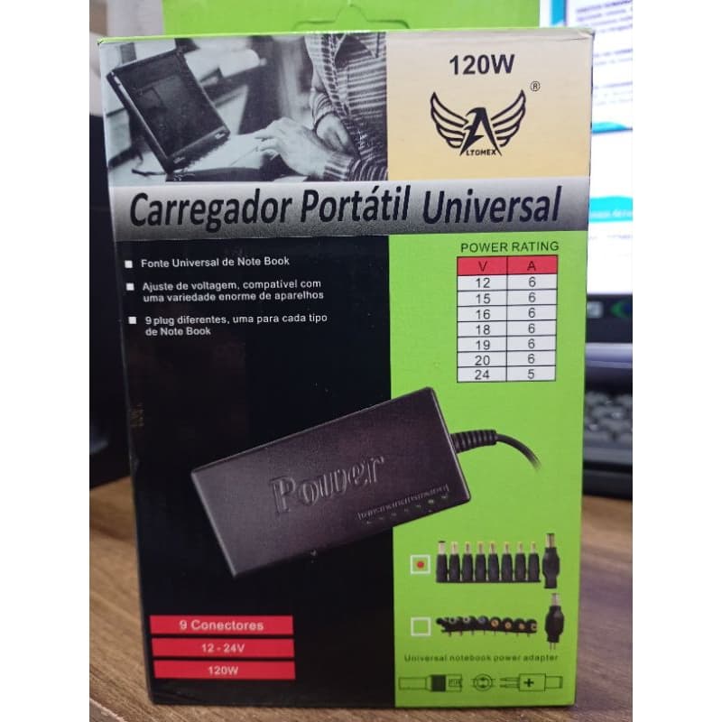 Fonte universal para Notebook de 12 a 24 V 120w