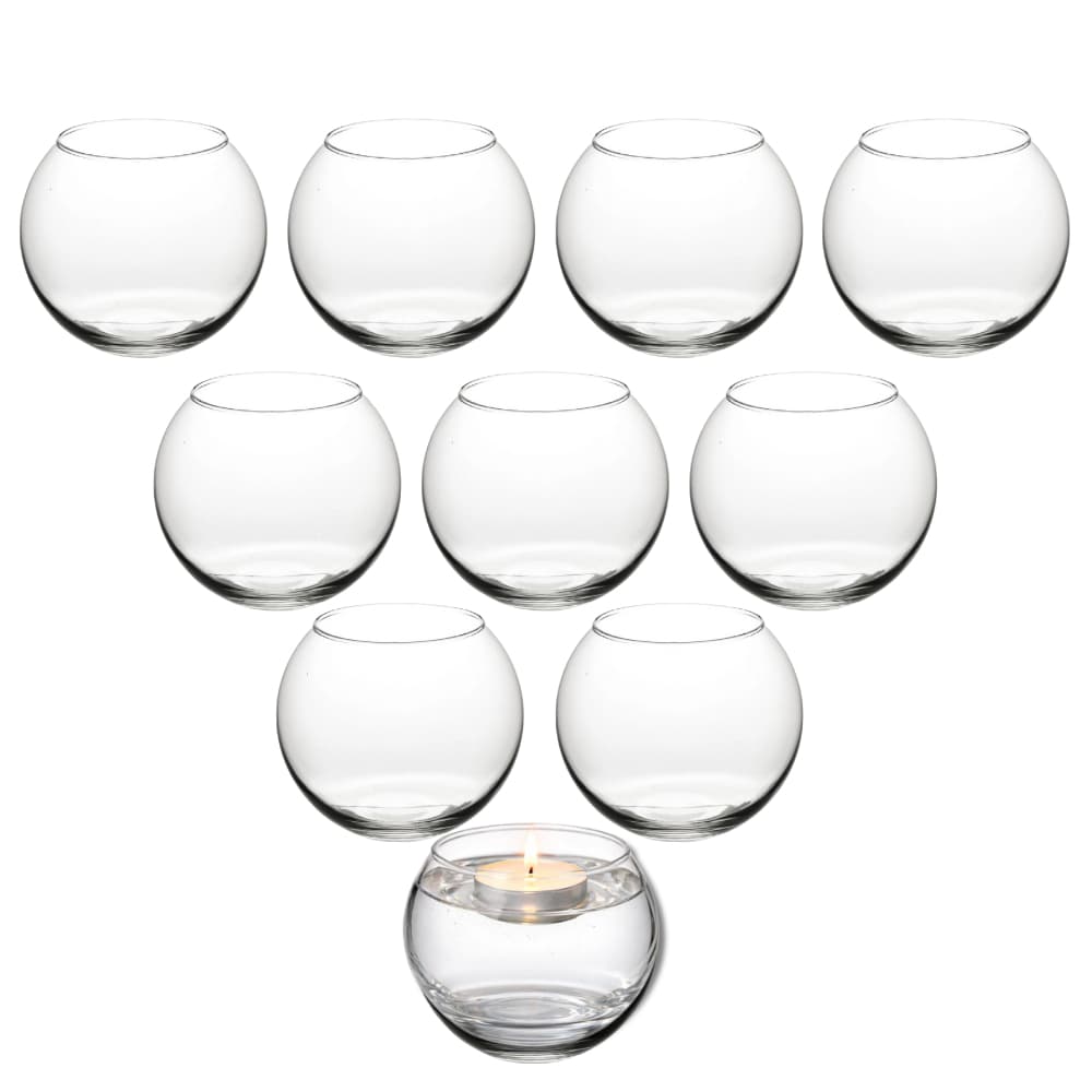 Kit 10 Mini Vaso Vasinho Aquário Castiçal Redondo De Vidro 250ml Centro de Mesa Aniversário Lembrança
