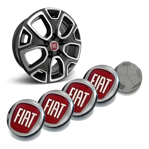 Jogo De Calota Calotinha Miolo Centro De Roda Fiat Toro 60mm - Vermelho