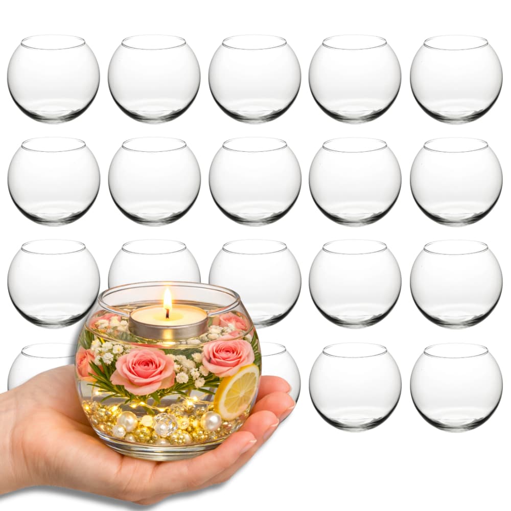 Kit 20Mini Vaso Vasinho Aquário Castiçal Redondo De Vidro 250ml Centro de Mesa Aniversário Lembrança