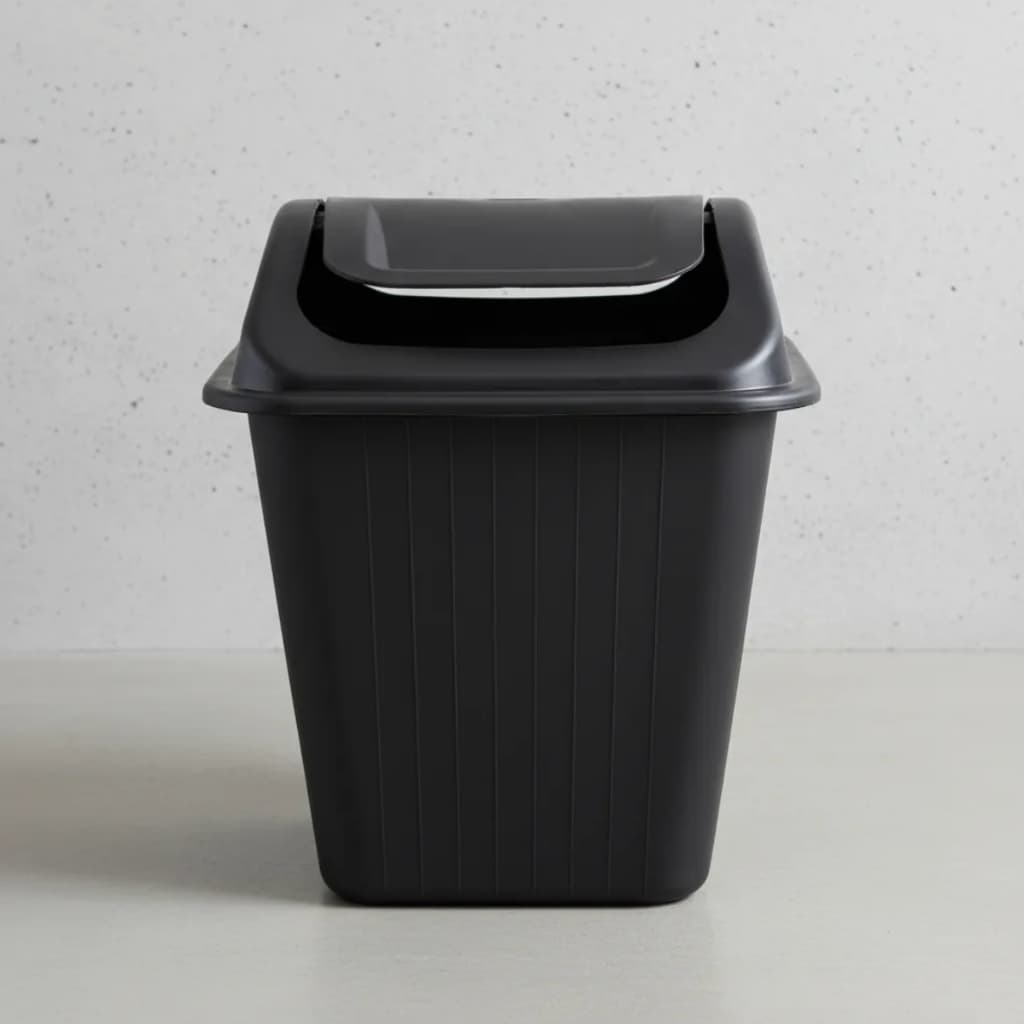 Cesto Lixo Retangular 20L Preto Tampa Vai Vem Basculante Cozinha Banheiro Escritório Resistente