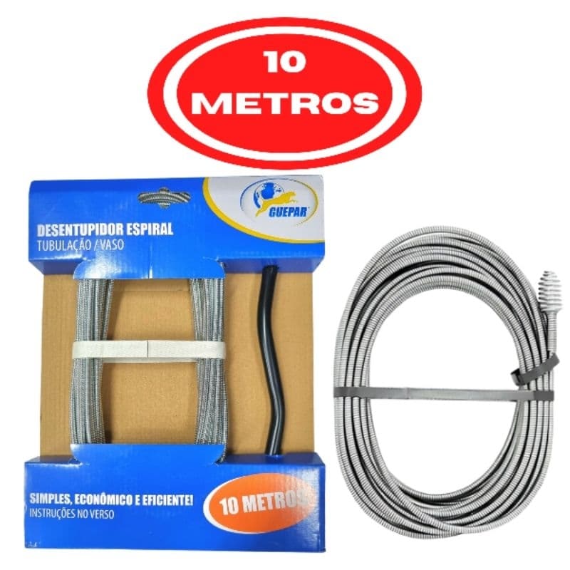 Desentupidor espiral tufão 10m 10 metros de vaso sanitário pia ralo tanque cozinha esgoto pias e ralos manual flexível
