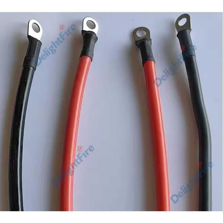 2 Cabo flexível 50Cm cada, para bateria solar , 10mm2, com anel de talão m10 Cor Azul e Preto