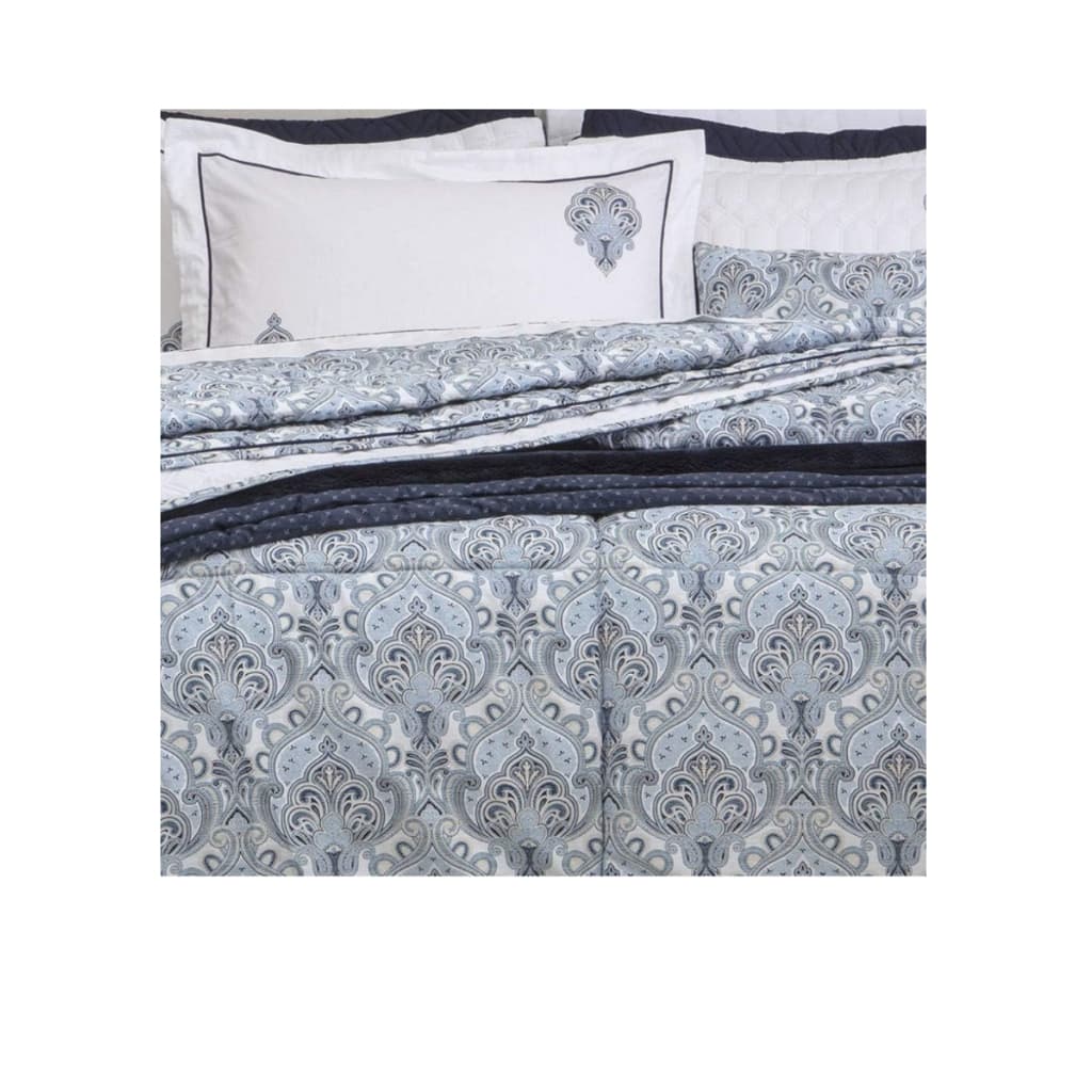 Kit Cobre Leito Queen Lazio 03 Peças Sereny 300 Fios Cor Azul