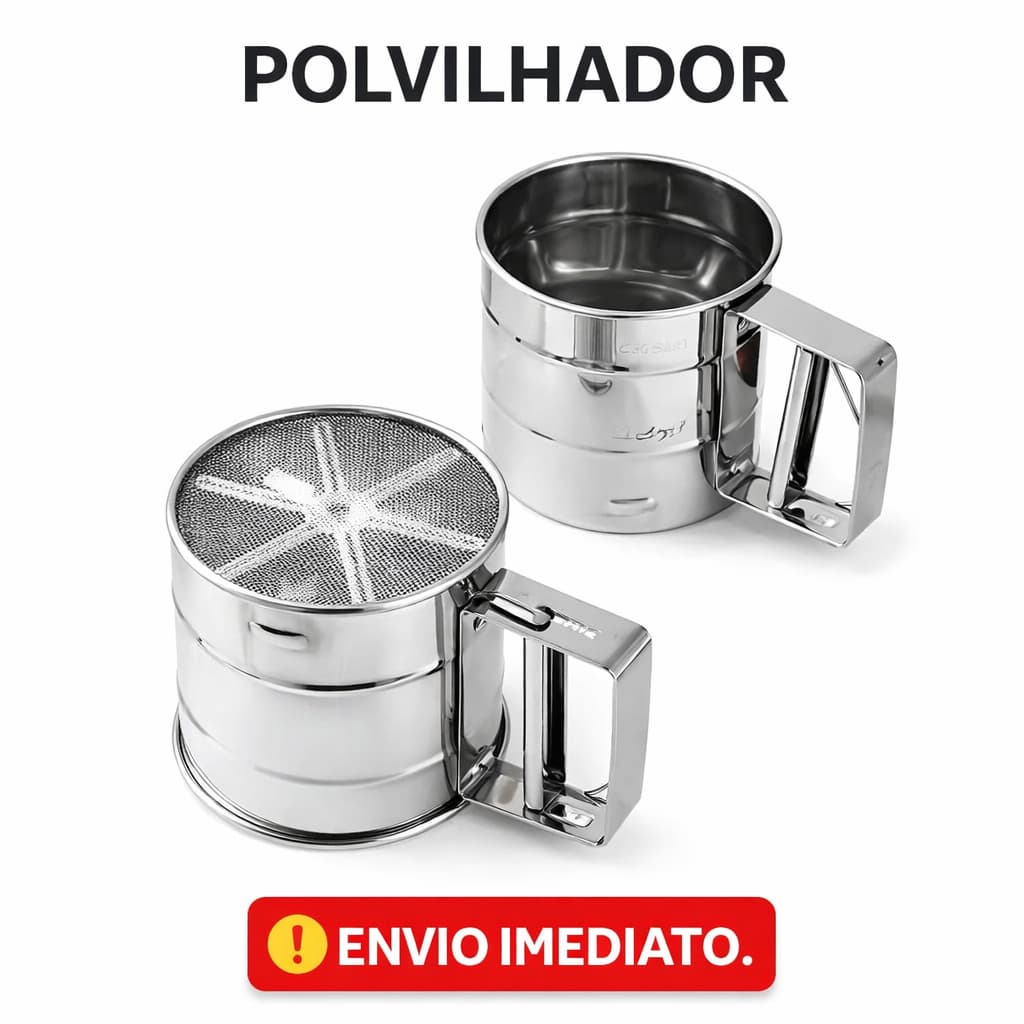 Polvilhador Tapioqueira e Peneira de Farinha - Receita Biscoito Bolo e Confeitaria ideal p/ receitas