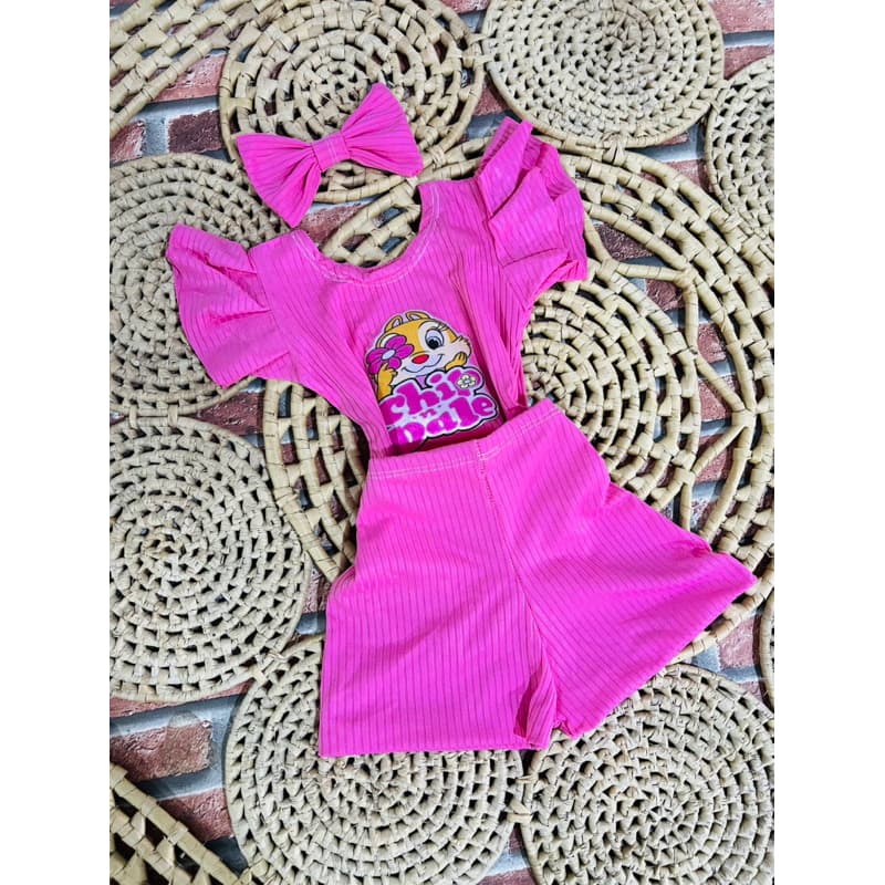 03 conjuntos infantil Body com short + laço