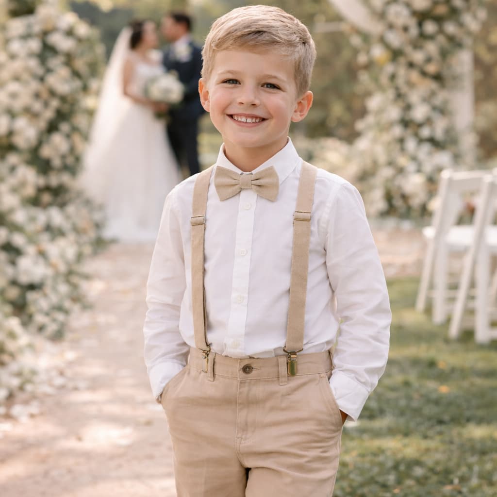 Kit Suspensório Infantil  + Gravata Borboleta Crianças Eventos Pajem Batizado Várias Cores