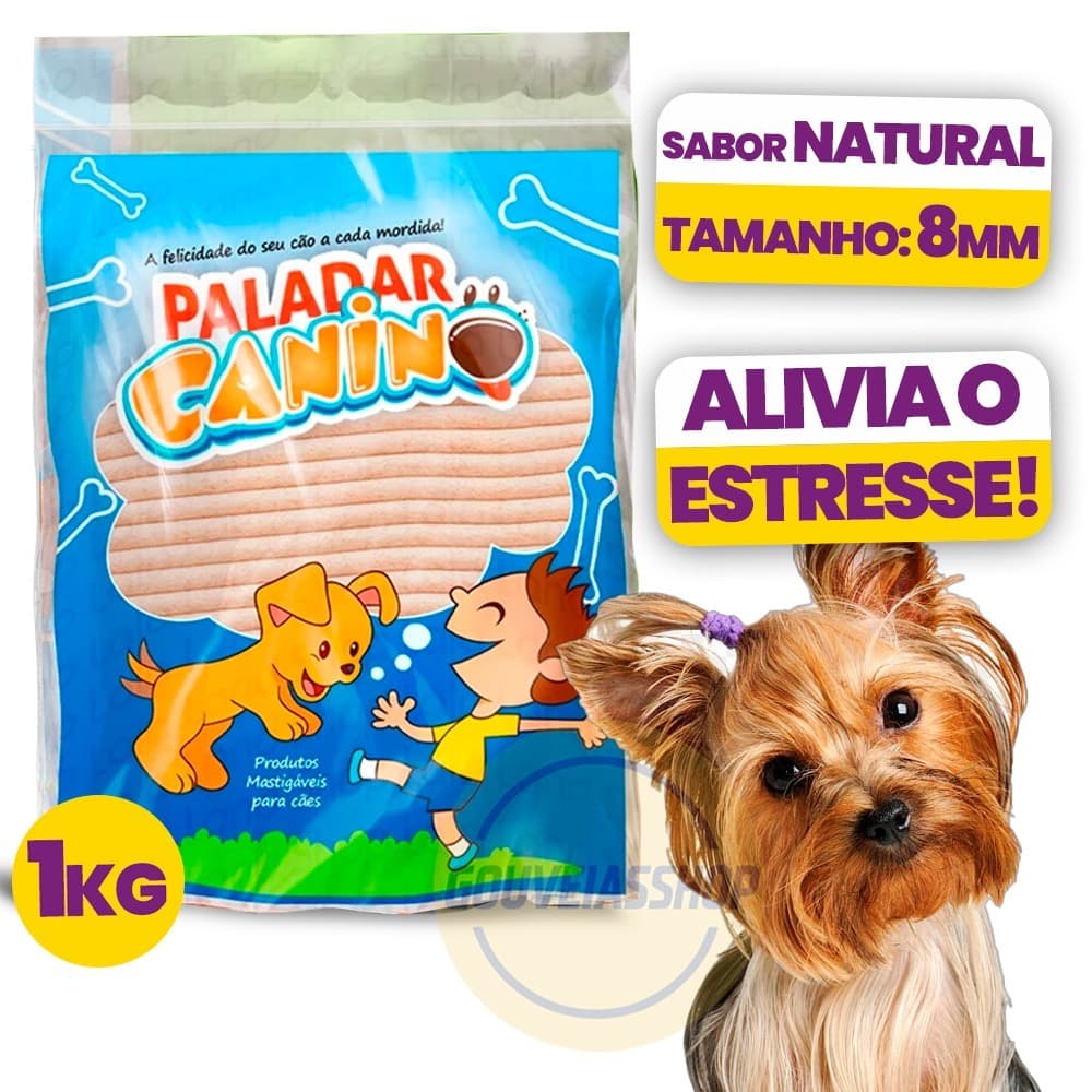 Petisco Palito Mastigável para Cães Sabor Natural 1kg Paladar Canino – 6mm ou 8mm