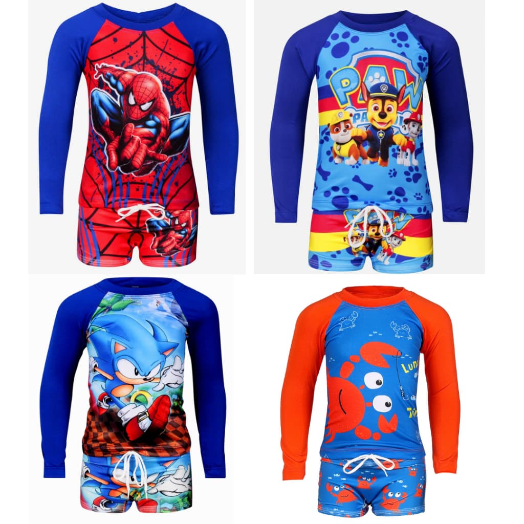 Conjunto Praia Infantil Menino UV50 Moda Piscina Verão Roupa de Natação Infantil 2 Peças