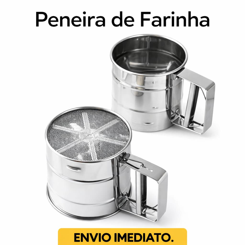 Tapioqueira Peneira de Farinha e Polvilhador - Ideal para Receitas, Biscoitos, Bolos e Confeitaria