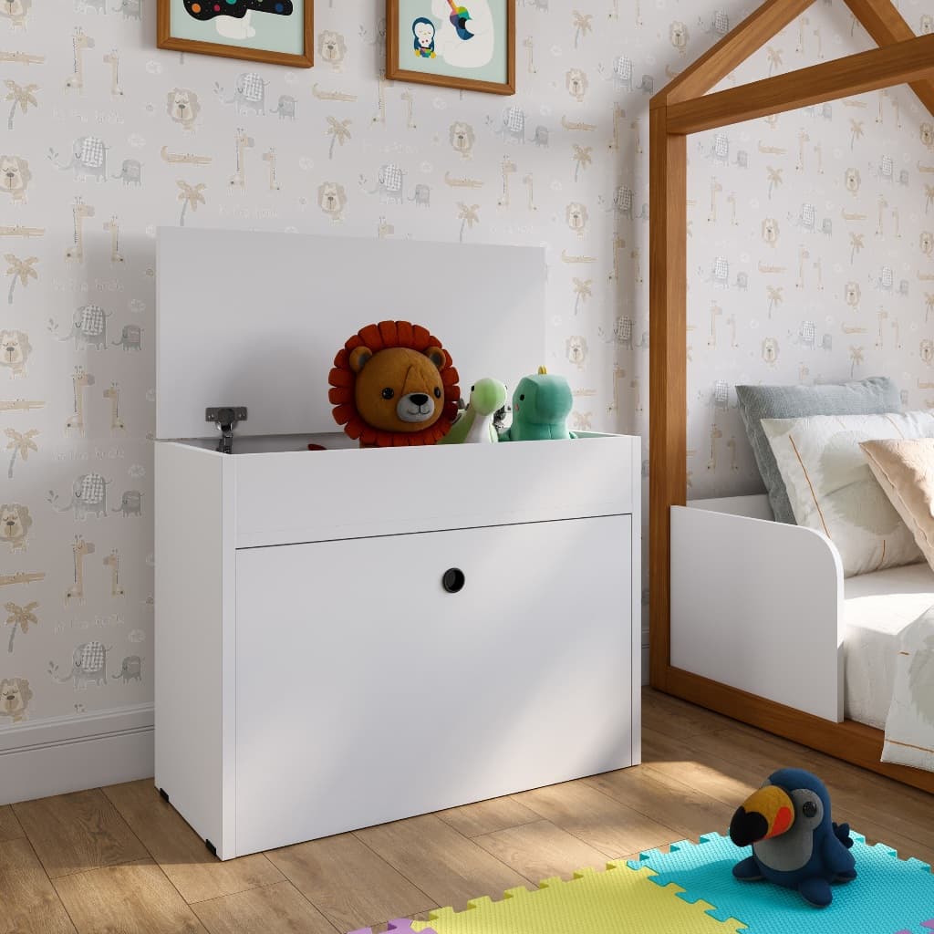 Baú Organizador Brinquedos Com Sapateira 1 Porta Basculante Infantil  Multiuso Elite
