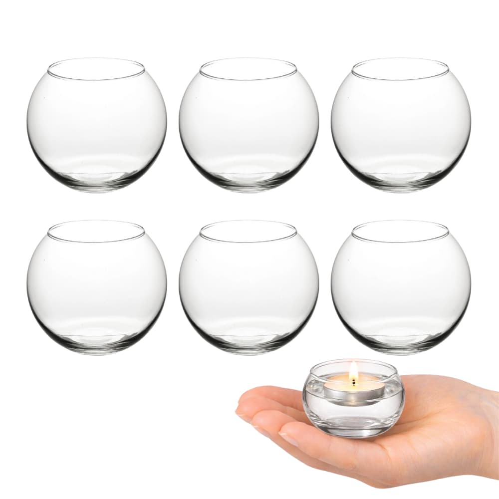 Kit 6 Mini Vaso Vasinho Aquário Castiçal Redondo De Vidro 100ml Centro de Mesa Lembrança