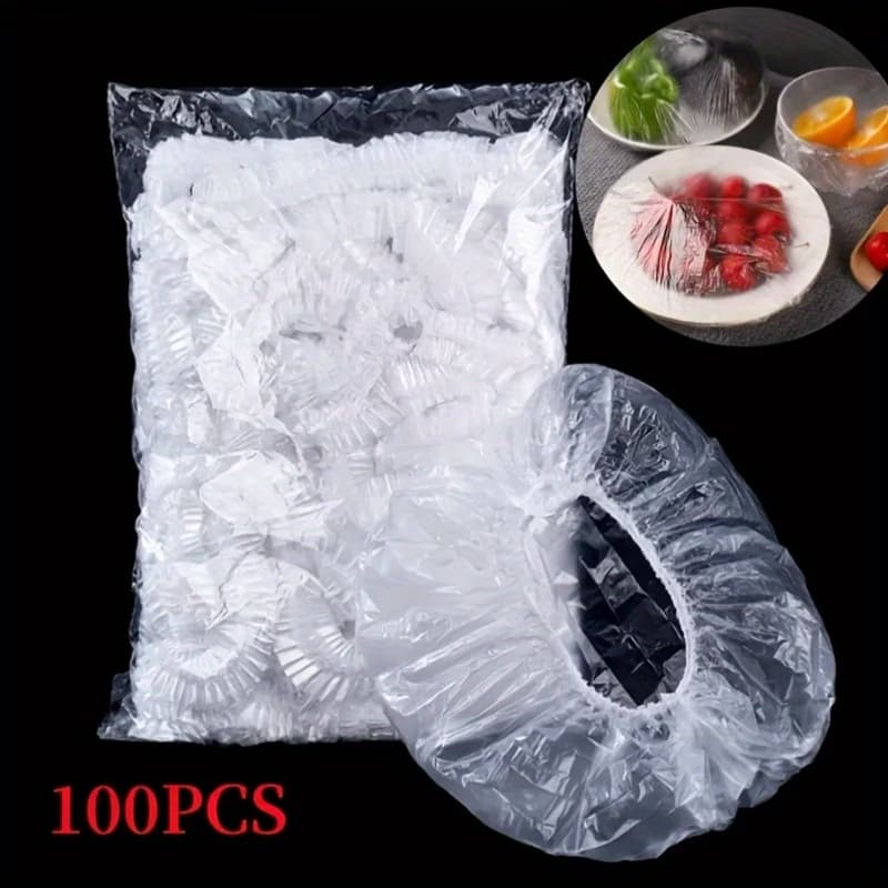 Kit 100 Tampas Saco De Plástico Descartáveis Para Armazenamento De Alimentos Práticas Higiênicas Resistentes e Atóxicos