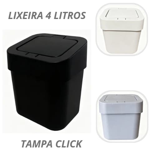 Lixeira Cozinha Pia 4 Litros Com Tampa Click