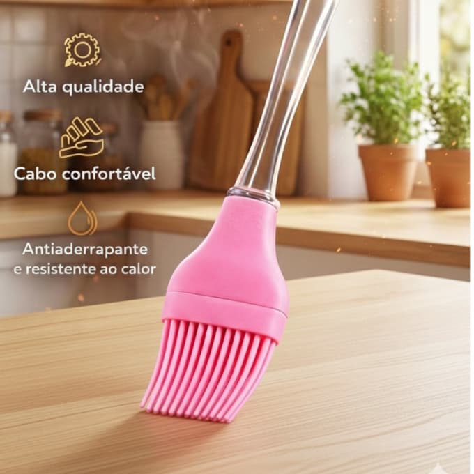 Pincel de Silicone Culinário Premium Cabo Acrílico Transparente Resistente ao Calor Antiaderente Cozinha Profissional