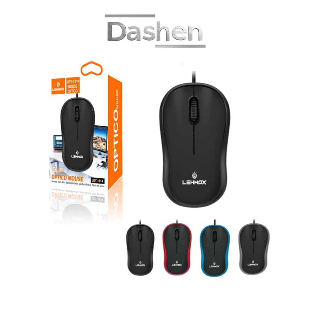 Mouse USB Com Fio Lehmox Preto e Cinza - Ótimo Custo Benefício Para PC e Notebook - Alta Precisão