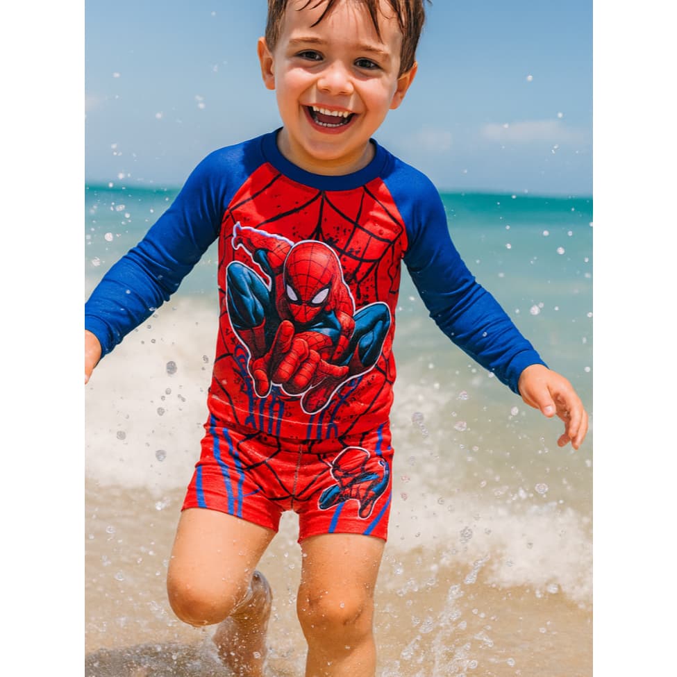 Conjunto Natação Bebê Menino UV Kit Banho Com Proteção Solar Camisa e Sunga