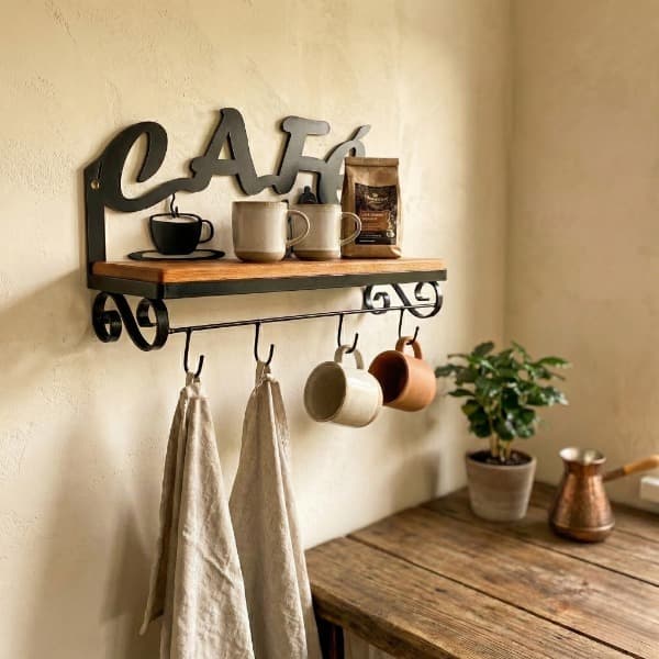 Prateleira De Parede Cantinho Do Café Área Gourmet Organizador Porta Xícaras Decoração de Cozinha