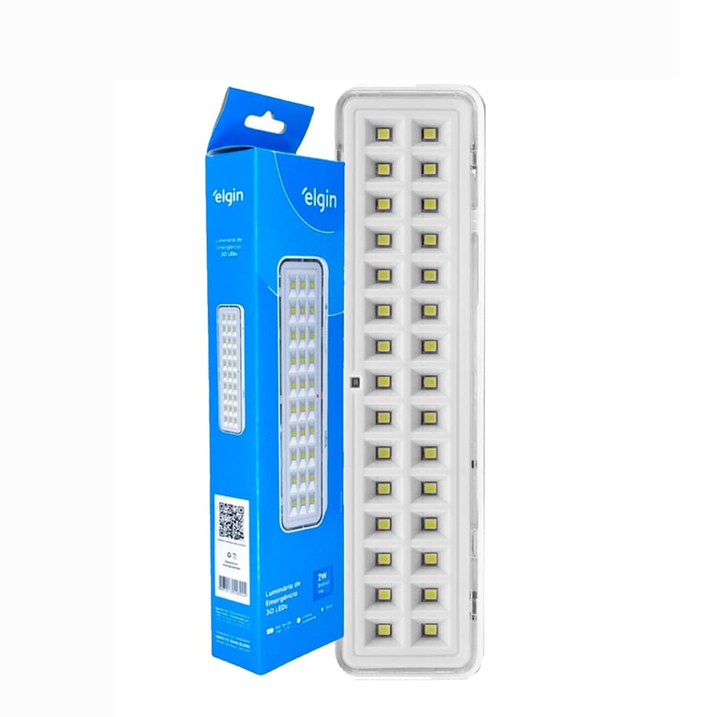 Luminária de Emergência Elgin 30 Leds 2w Lâmpada Recarregável 6500k Bivolt