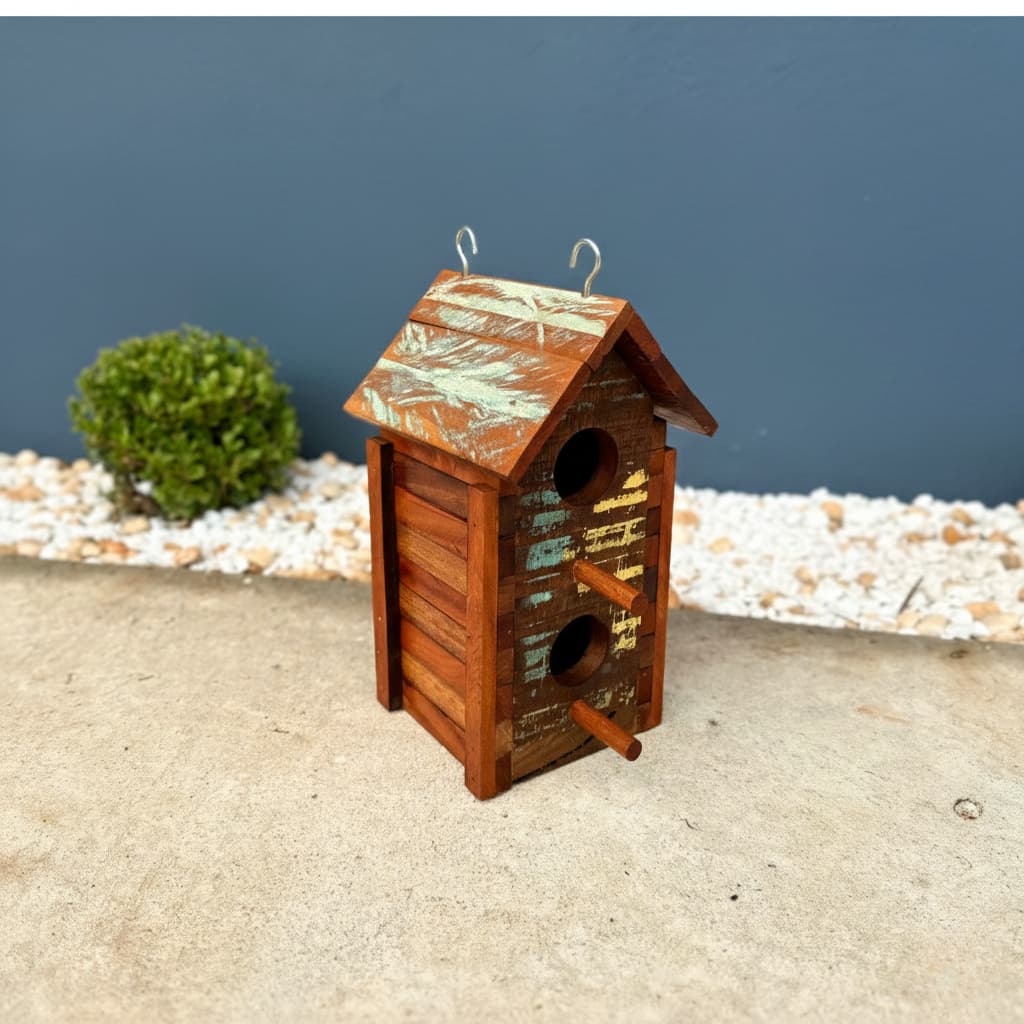 Casa De Pássaros Silvestre Ninho Madeira De Demolição Rustica Decoração Jardim Varanda Resistente
