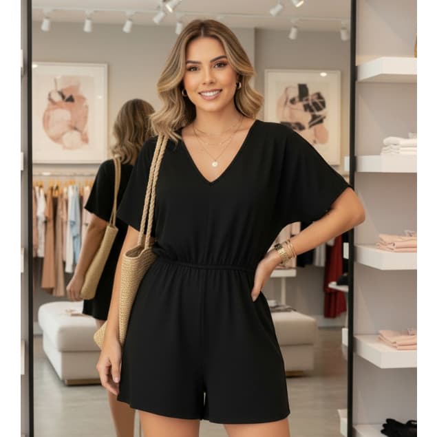 Macaquinho Feminino Soltinho Casual Elegante Verão Tecido Confortável Duna Promoção