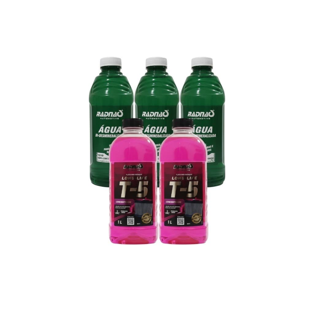 KIT 2 LITROS DE ADITIVO ROSA + 3 LITROS DE AGUA DESMINERALIZADA PARA RADIADOR