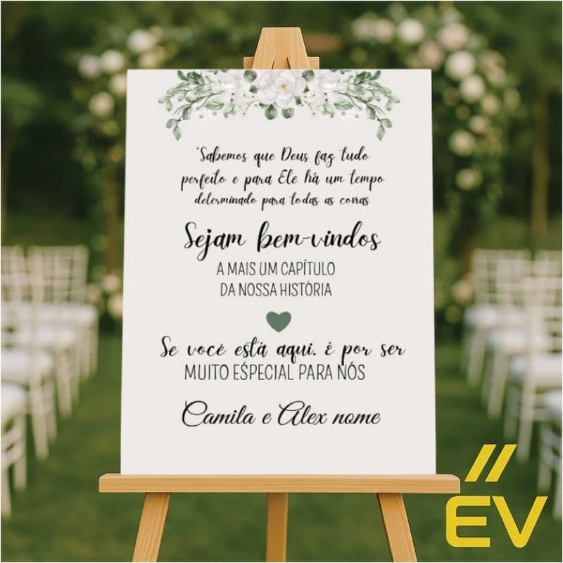 Quadro, placa decorativa para entradas, recepções de casamento verde elegante