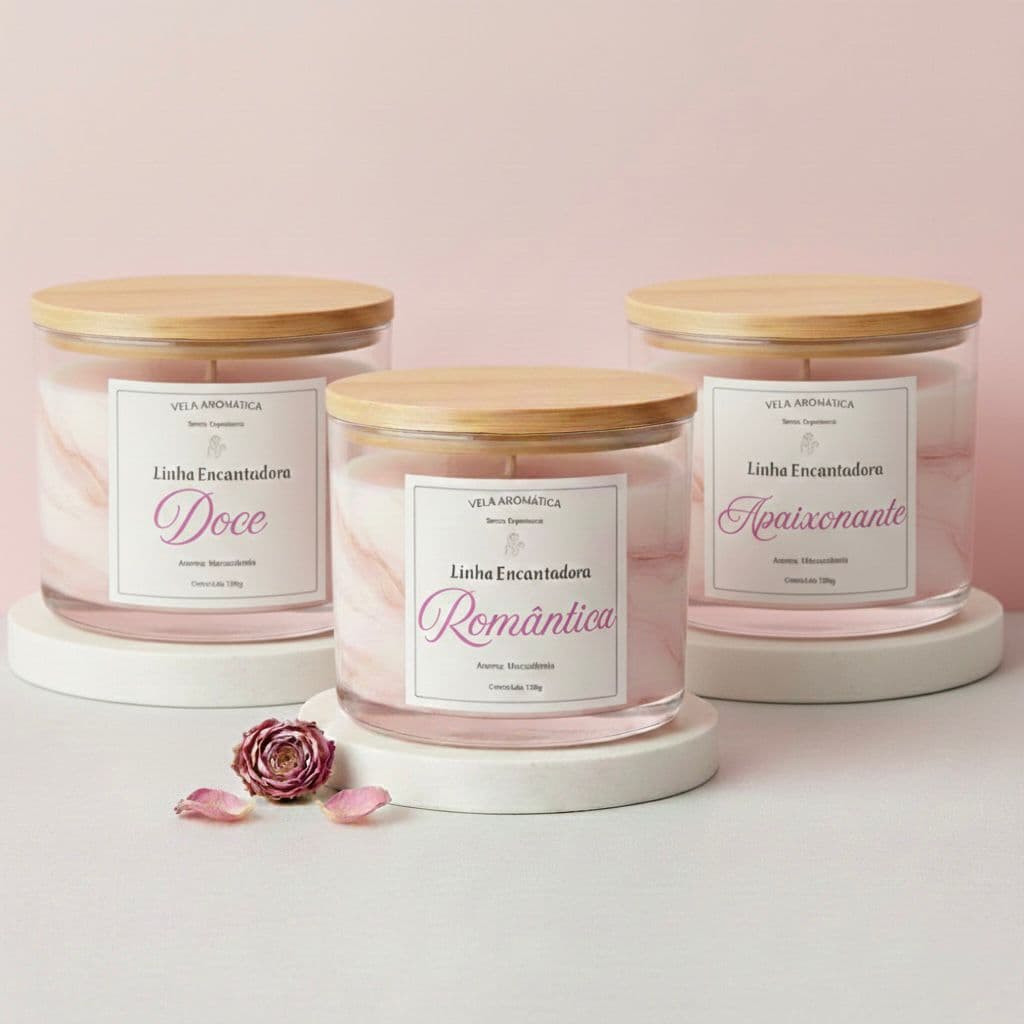 Velas Aromáticas - Kit com 3 - Linha Encantadora 120g | Cera Vegetal | Senza Experience