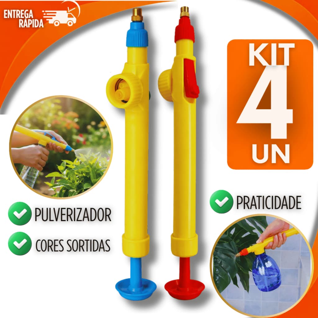 Conjunto 01/02/03/04 Pulverizador Borrifador Utilizavel em Garrafa Pet Com Bico Regulável Manual Para Jardinagem