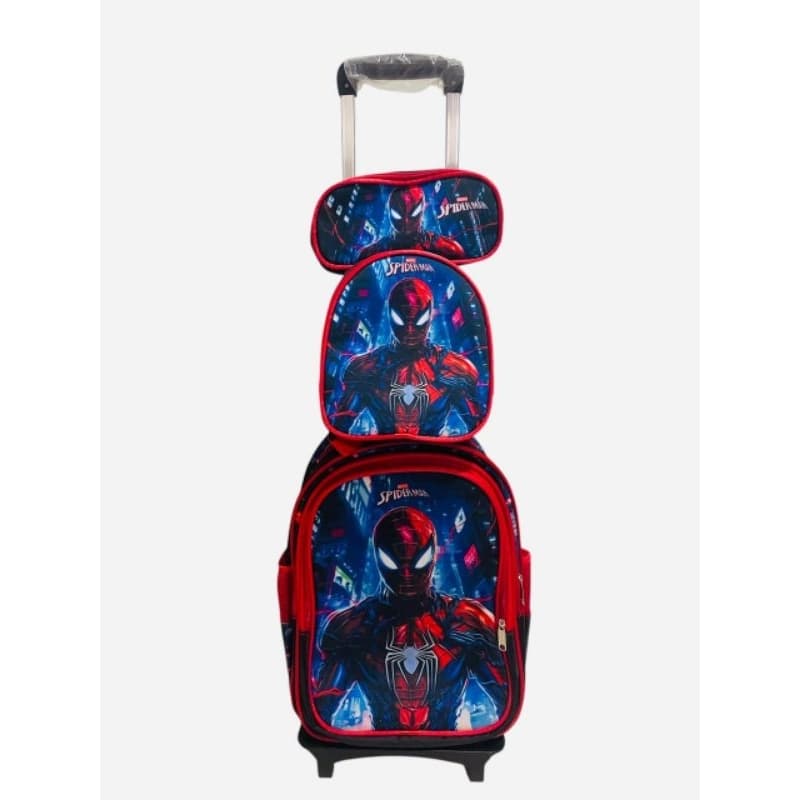 Homem aranha Kit Mochila Infantil Com Rodinhas + Lancheira Térmica+ Estojo Sonic Batman Capivara