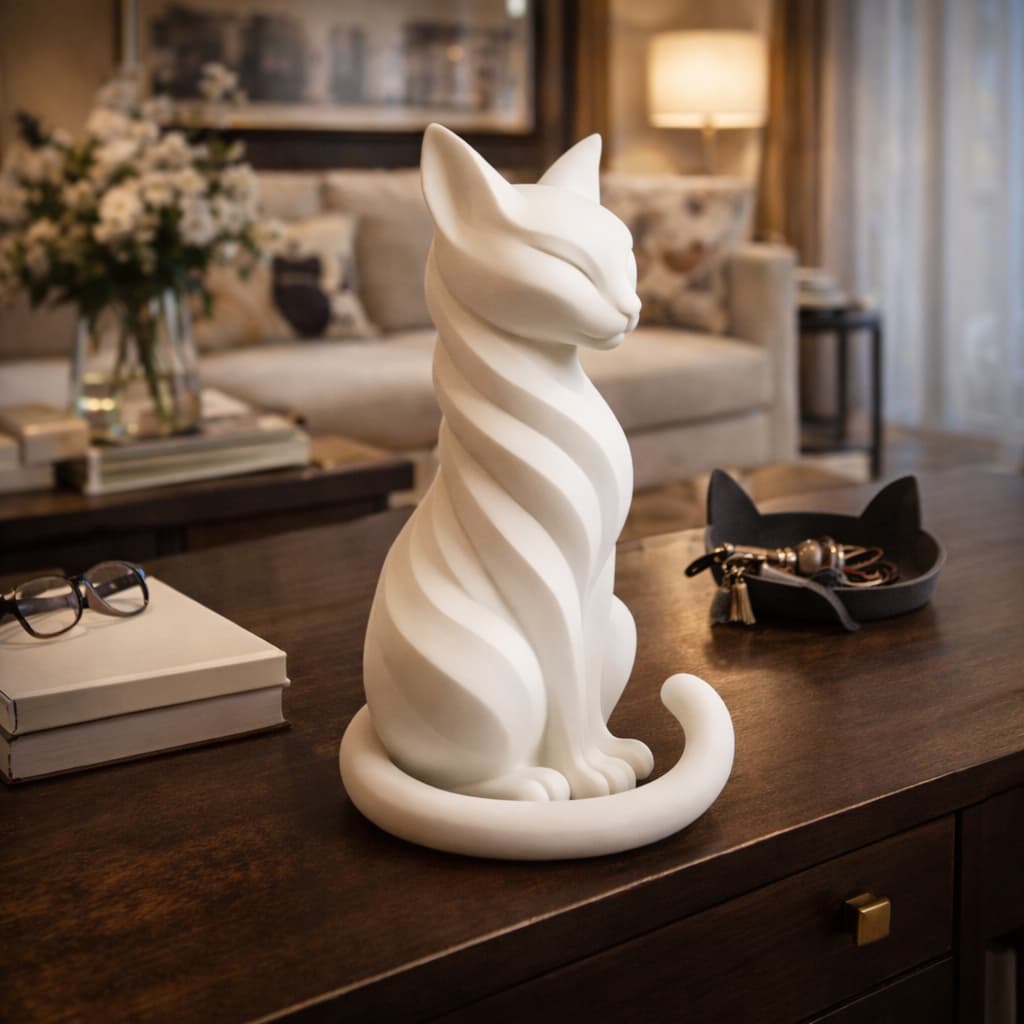 Estátua Decorativa Gato Moderno 15cm – Escultura Minimalista para Casa e Escritório, Presente Criativo e Decoração