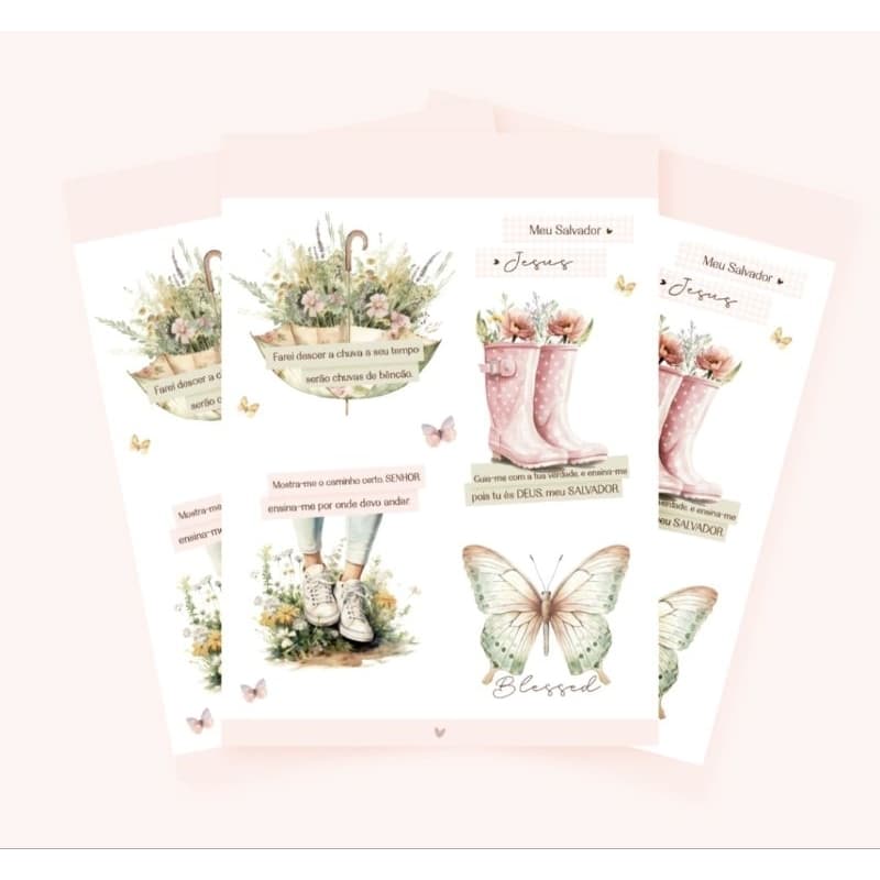 Cartela de Adesivos Cristão  A5 - Adesivos Planner - Papelaria Fofa criativa