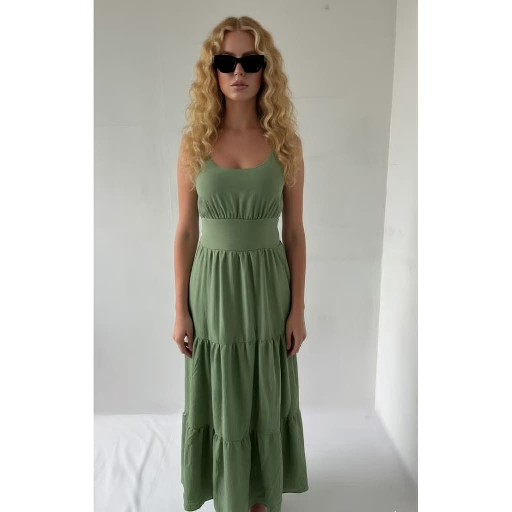VESTIDO LONGO TECIDO TRICOLINE LIÇO ALÇA REGULAVELMuitoelegante