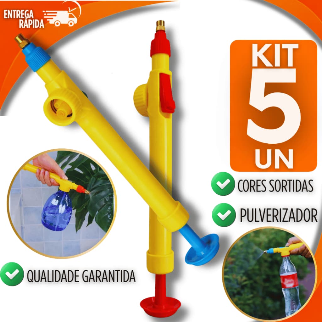 Kit 2/3/4/5 Pulverizador Borrifador Adaptavel em Garrafa Pet Com Bico Regulável Manual Para Jardinagem