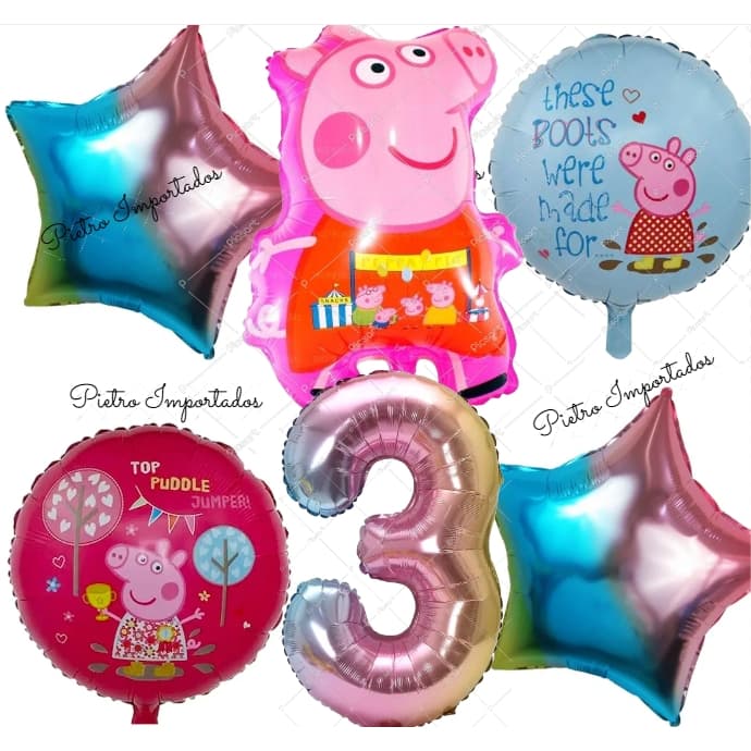 Kit balão Pepa Pig decoração festa de aniversario