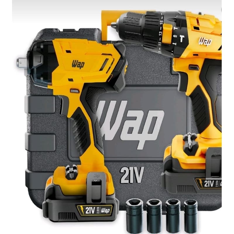 🌈🇮🇱KIT COM UMA PARAFUSADEIRA COM IMPACTO E UMA CHAVE DE IMPACTO WAP 21V✡️🇧🇷