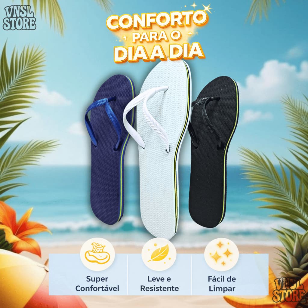 Chinelo Sandália Flat Up Slim Feminina – Várias Cores Leves