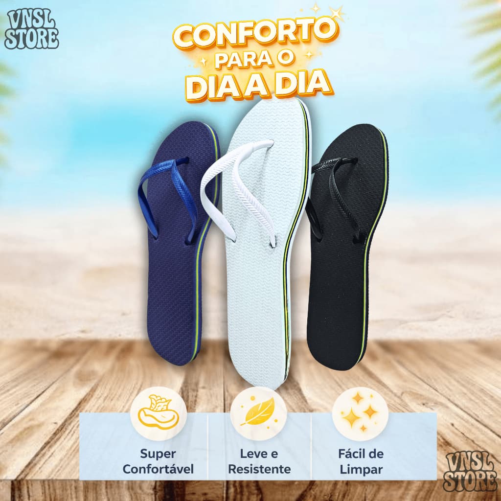 Chinelo Rasteirinha Flat Feminino – Modelo Slim, Super Macio e Ideal pra Usar em Casa, na Rua ou na Praia