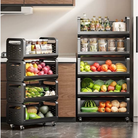 Estante multifuncional de armazenamento e exposição, destinada para cozinhas e banheiros 4 ou 5 prateleiras