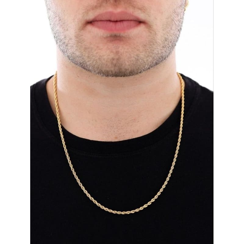 Cordão Baiano Trancado 2mm 60cm Banho Ouro 18K Semi Joia Não Escurece + Garantia