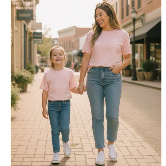 kit 2 Camiseta feminina mãe de menina T-shirt adulto infantil e juvenil algodão camisa lisa