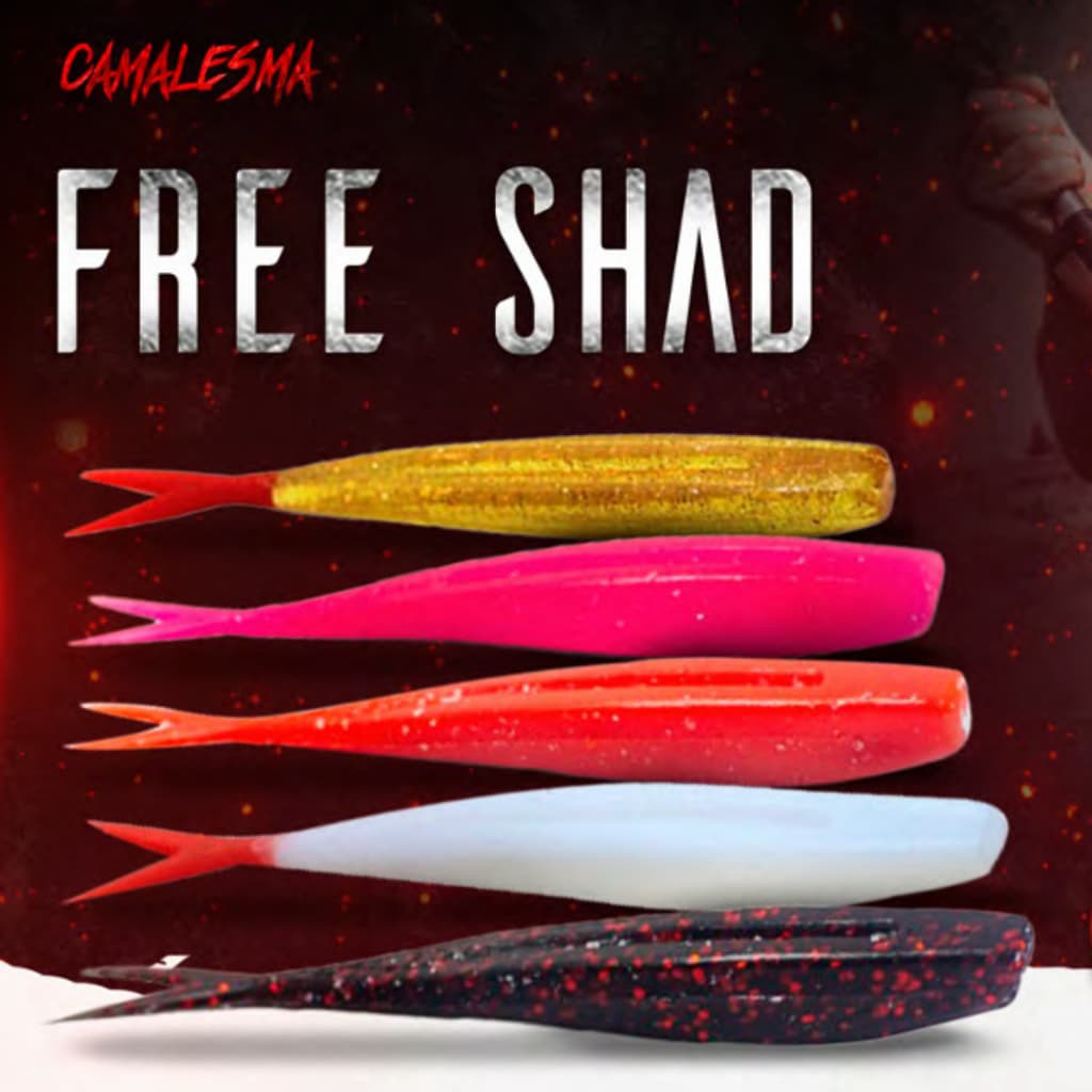 Isca Soft Artificial Free Shad Camalesma Cauda Dupla Tucunaré Traíra Traírão Dourado Black Bass